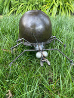 Large Scary Spider Sculpture Army Helmet by Artist Fred Conlon of Sugarpost